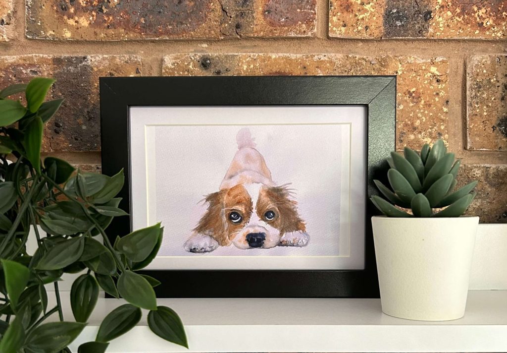 dog in photo frame